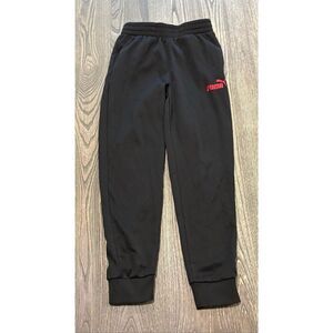 Puma Boys Sweat Jogger Pants Elastic Waist Logo Print Pull-On Black Size L
